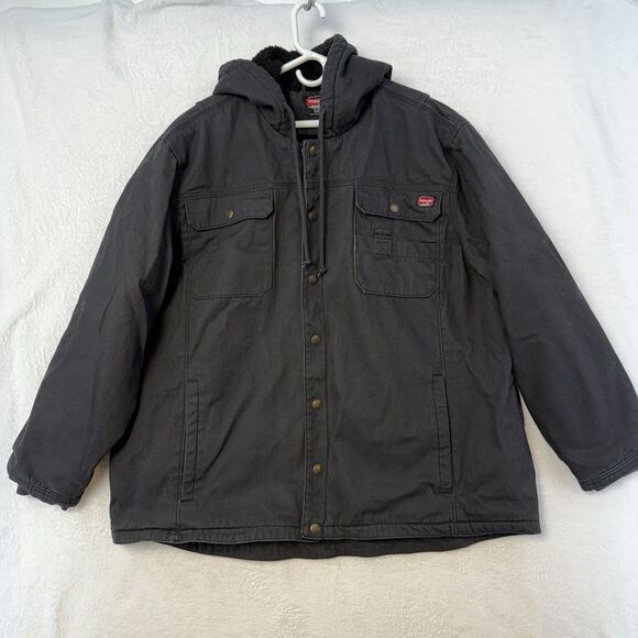 Wrangler Workwear Fur Lined Canvas Work Jacket Men’s 2X 50-52 Black Outerwear - Picture 6 of 16